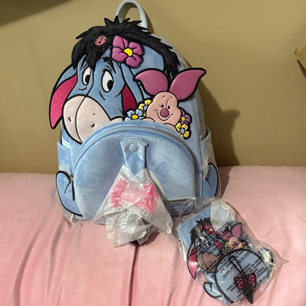 Loungefly Winnie the Pooh Eeyore & Piglet Mini Backpack and wallet new with tags